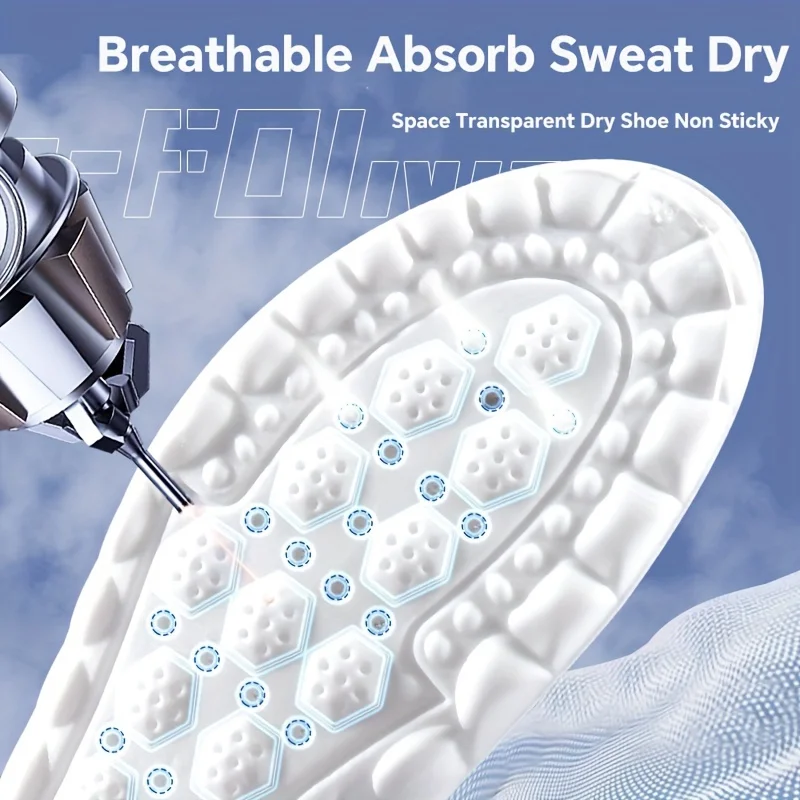 1 زوج 4D النعال الرياضية لينة تنفس مزيل العرق عالية المرونة امتصاص الصدمات حذاء الجري الوسادة للرجال النساء اللاتكس تدليك