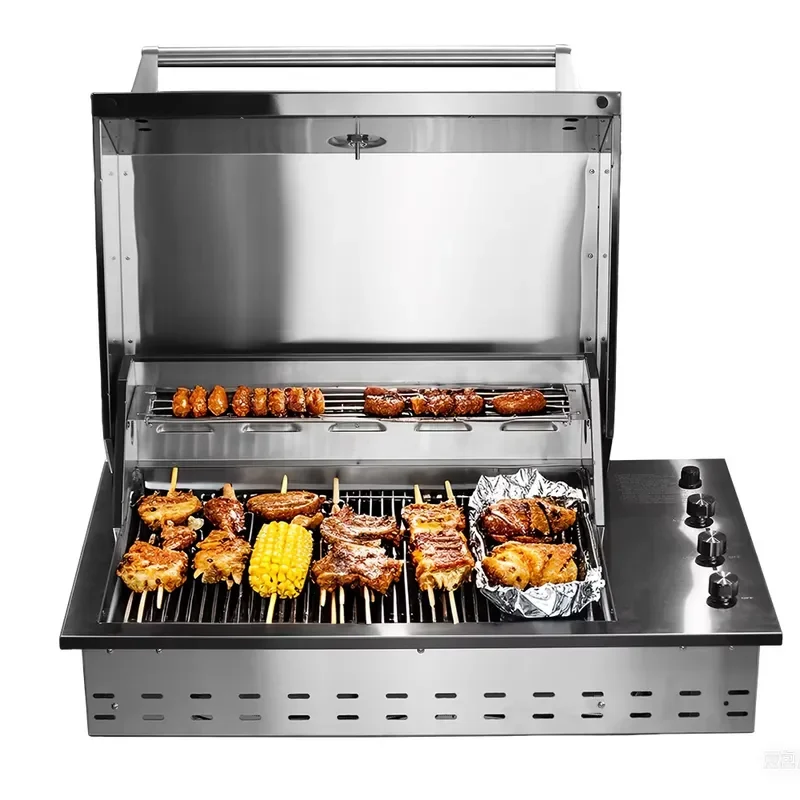 High Quality Steel Commercial BBQ Grill Windproof and Smokeless for Garden Cooking and Gathering Elegant Oven Design