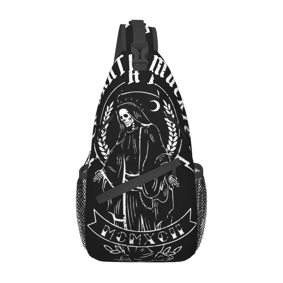 Czaszka La Santa Muerte woreczki strunowe torba Crossbody na klatkę piersiową plecak na ramię podróż małe plecaki turystyczne casualowej paczki Goth świętej śmierci