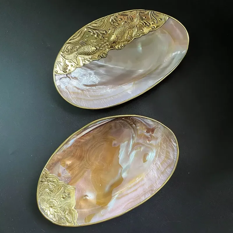 Natural shell tray jewelry cosmetics storage box matte glaze light luxury home decoration living room decoration fritillary