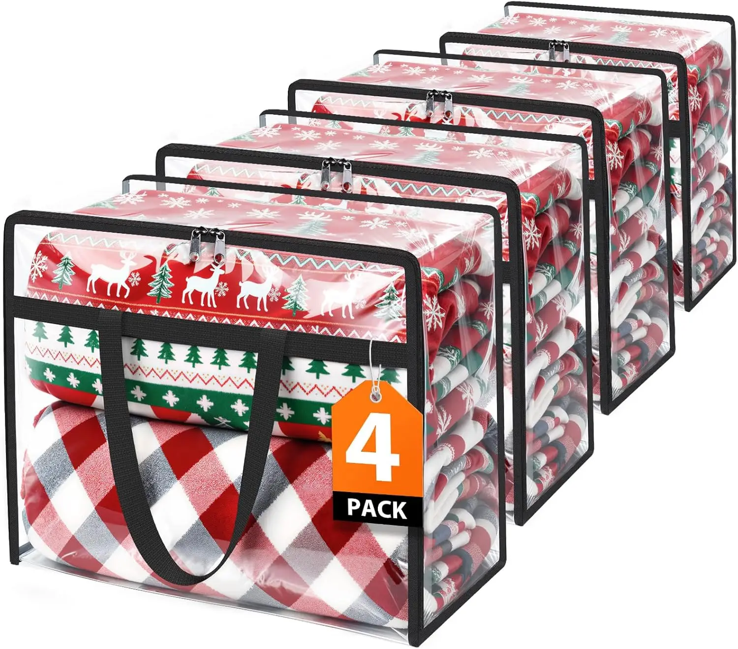 

Прозрачные сумки для хранения, набор из 4 штук, контейнеры для хранения под кроватью и в шкафу, складные виниловые сумки для переезда повышенной прочности