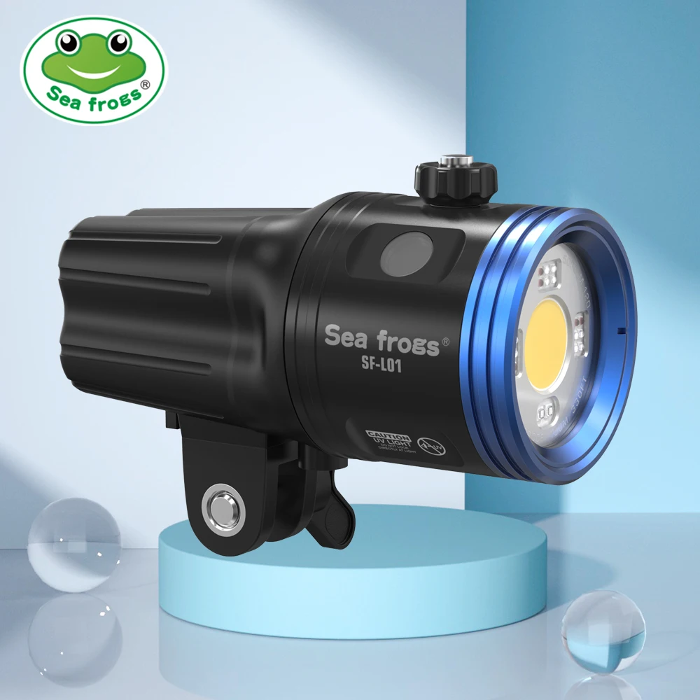 

Seafrogs 100m/330ft Professional Wateproof Diving Flashlight LED Photography Video Light Red Green Blue UV Light Diving Torch