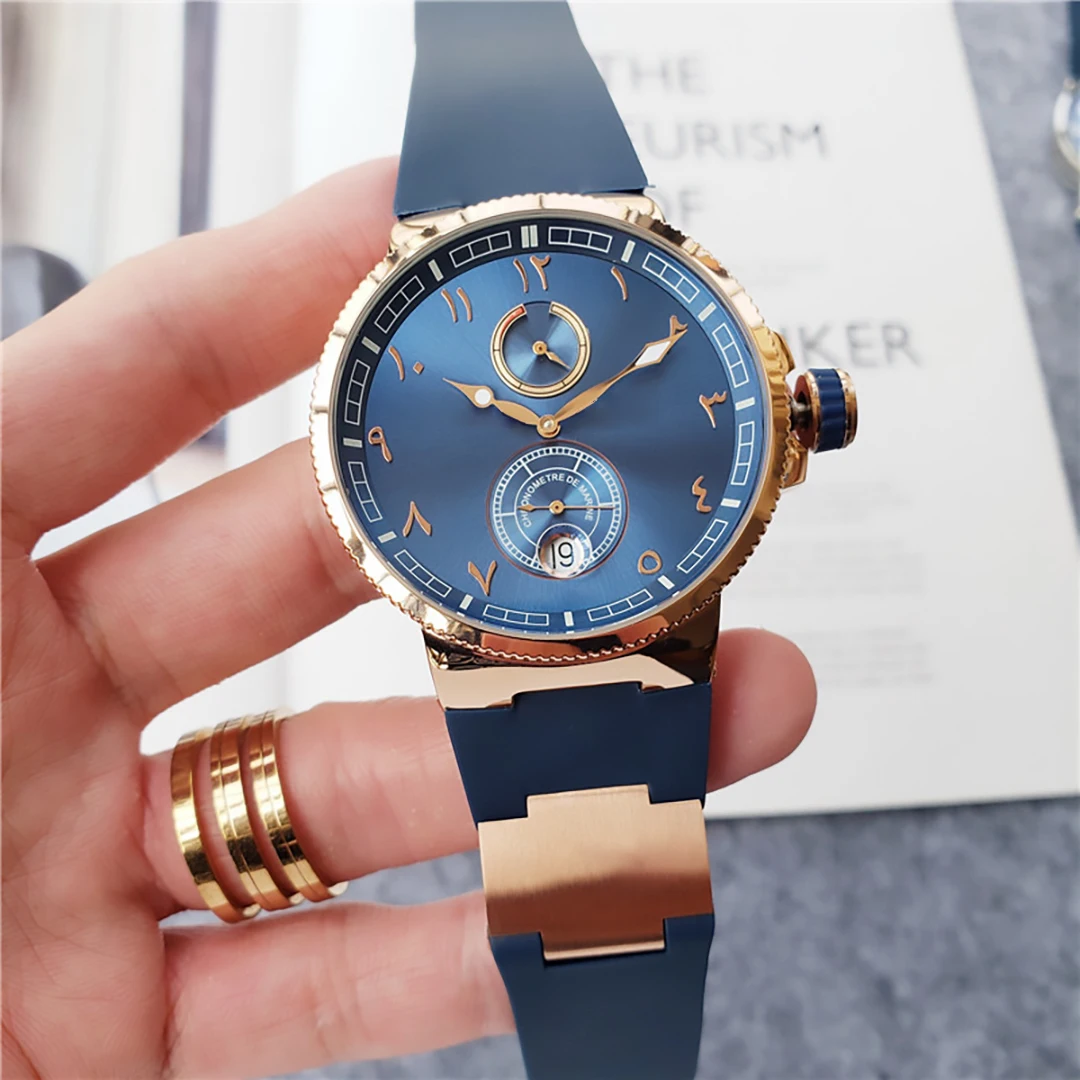 Top luxury casual fashion brand Men\'s automatic watch Multi-functional stainless steel Arabic numerals silicone strap