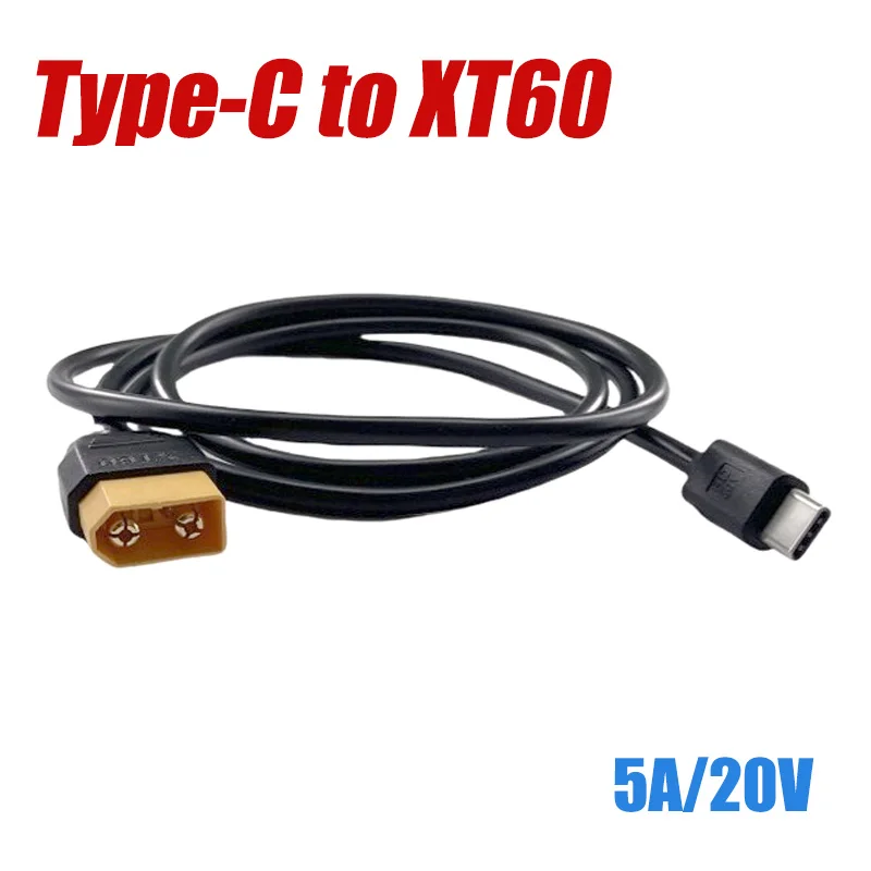 Type C to XT60 Male Connector Wire Model Drone Lithium Battery Fast Charging Cable 20V 5A High Current Connector 1 Meter PD100W