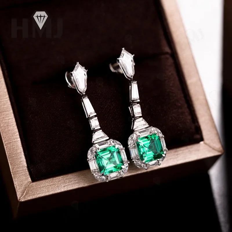 

10K 14K 18K Custom Earrings Lab Grown Gemstone Asscher Ruby Sapphire Emerald Birthday Anniversary Gift Hypoallergenic Elegant