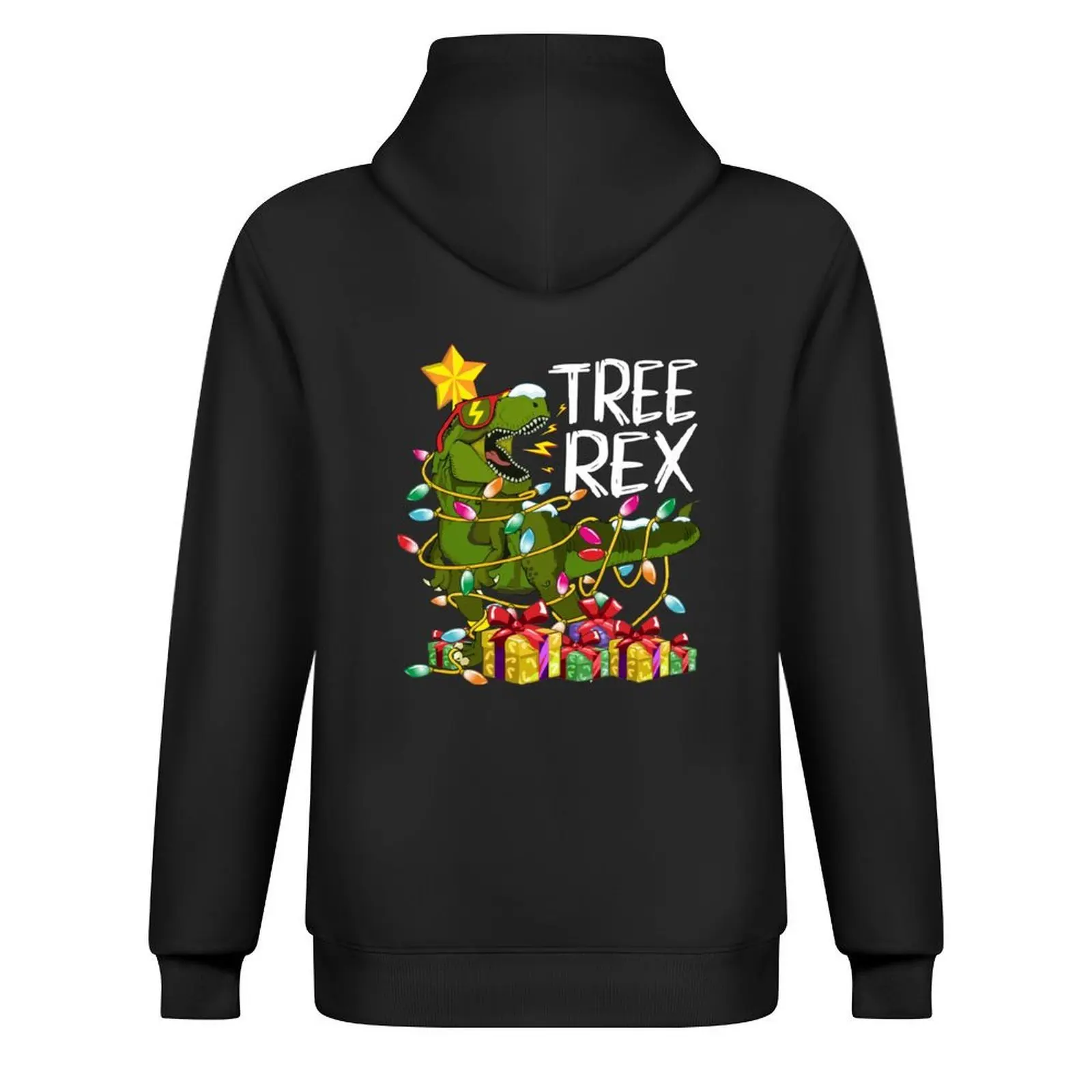 Christmas Tree Rex Dinosaur Tangled in Xmas Lights Garland Hoodie blouse autumn jacket men autumn clothes mens hoodies