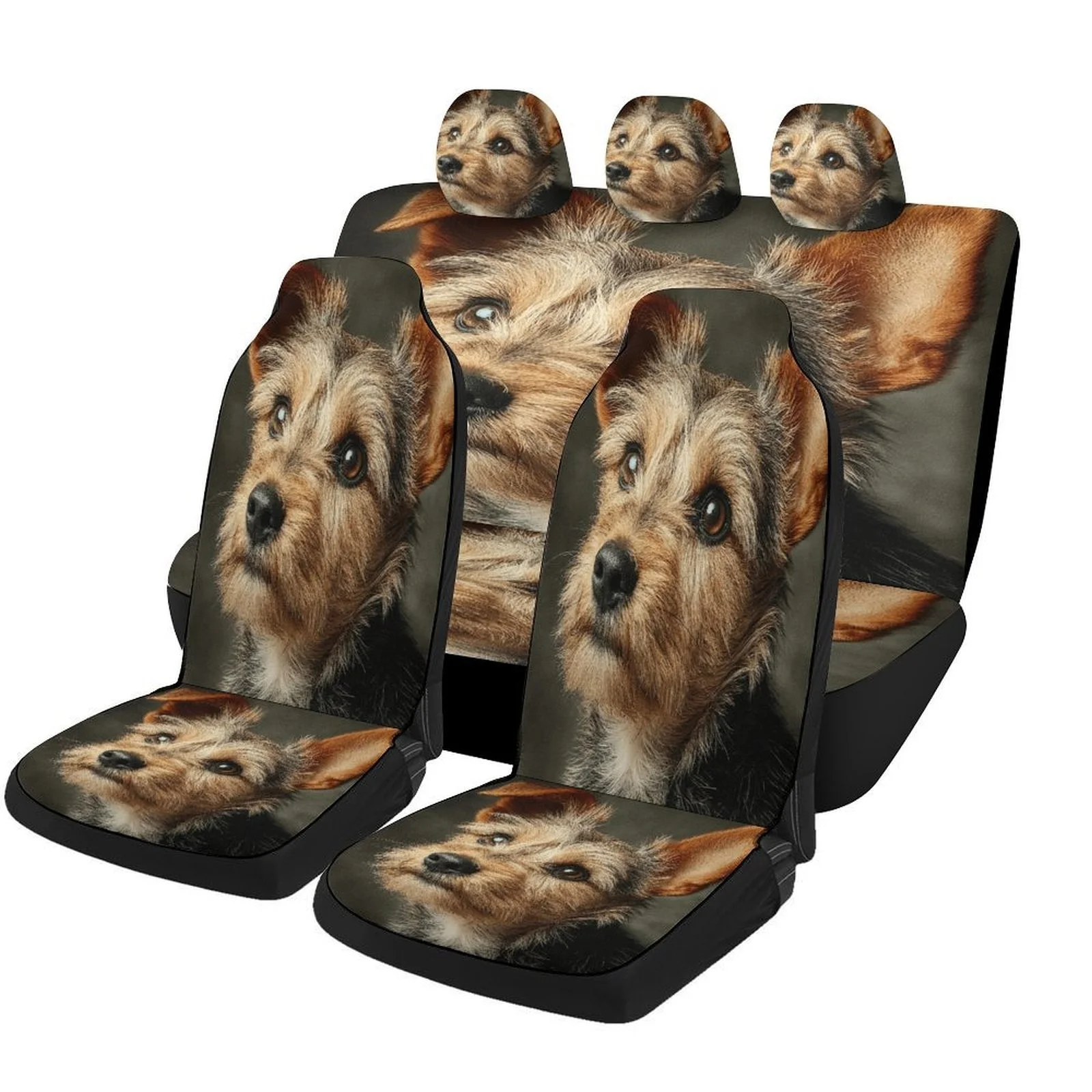Yorkie Portrait Designed Car Seat Cover Set For Most Cars, Fashionable Novelty Car Seat Protector Covers Full Set, Car Seat Cov