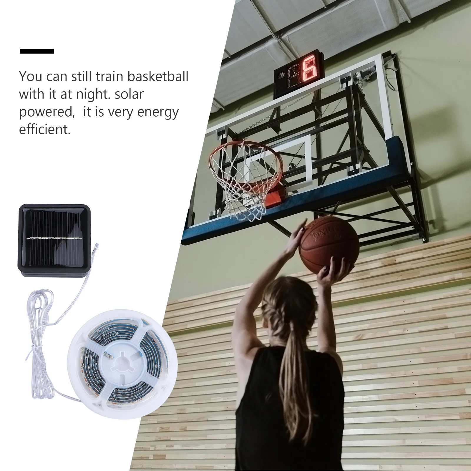 

160Cm Solar Powered Basketball Frame Light Strip LED Illuminated Night Training Lamp for Outdoor Indoor Use Solar Induction