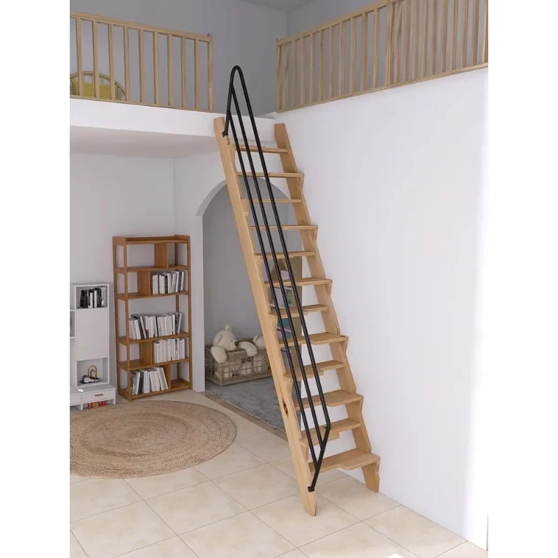 Indoor solid wood loft stairs four steps five or six steps household ladder small space ladder large tread wooden ladder.