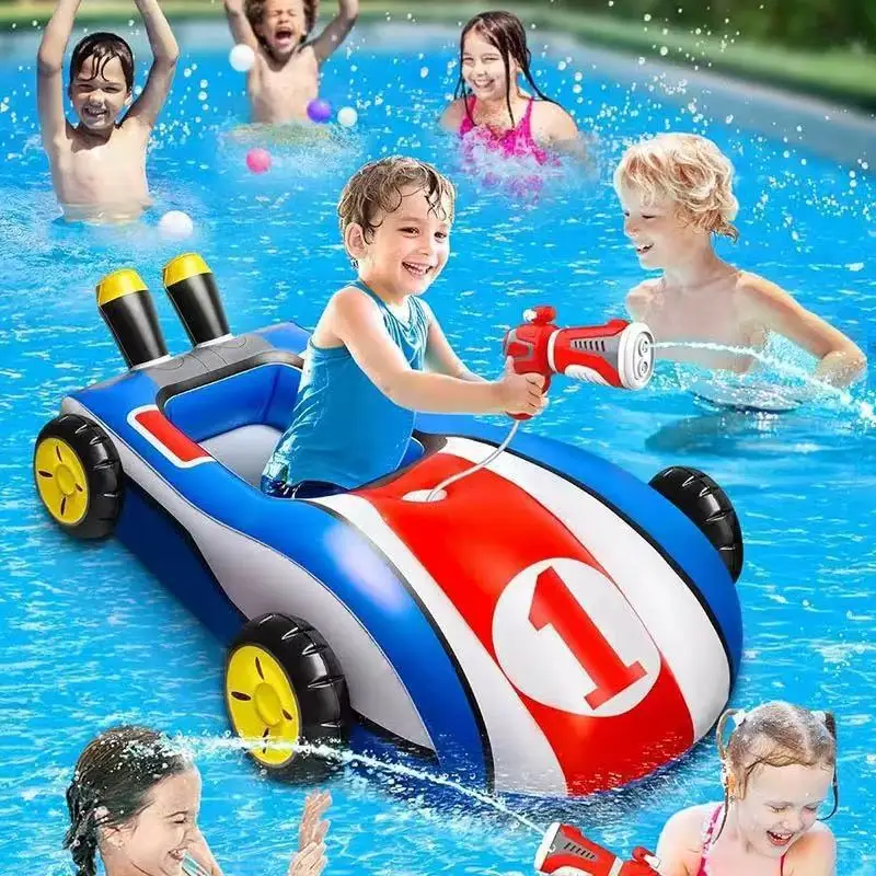 New Inflatable Kids Car Pool Float PVC Swimming Ring Water Gun Outdoor Swim Ring