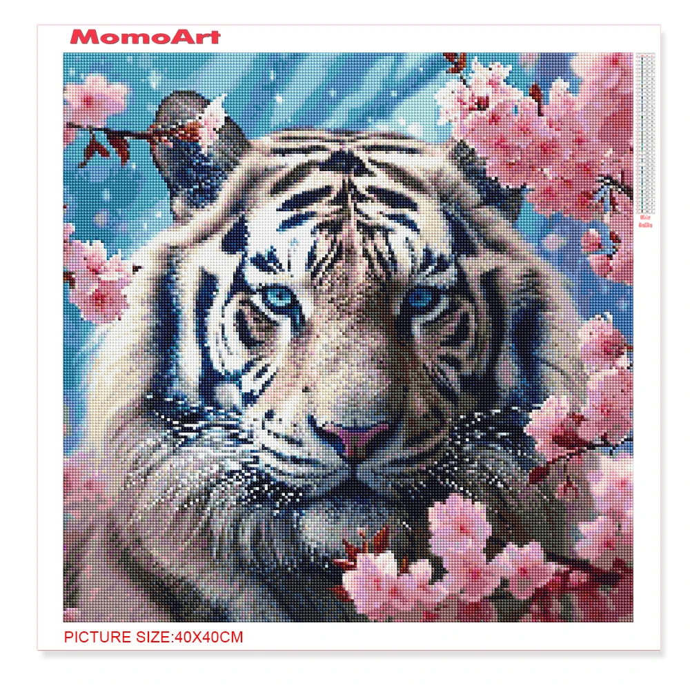 MomoArt DIY Diamond Painting Tiger Animal Embroidery Flower Full Square Round Mosaic Set Cross Stitch Decor For Home