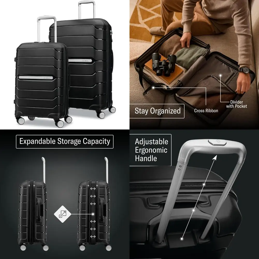 

Dual Spinner Wheel Luggage Set - Polypropylene Hardshell - Carry-On and Large Checked Size - Durable Travel Suitcases