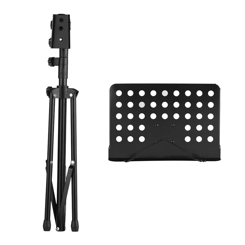 Portable Metal Music Stand Detachable Musical Instruments for Piano Violin Guitar Sheet Music Black