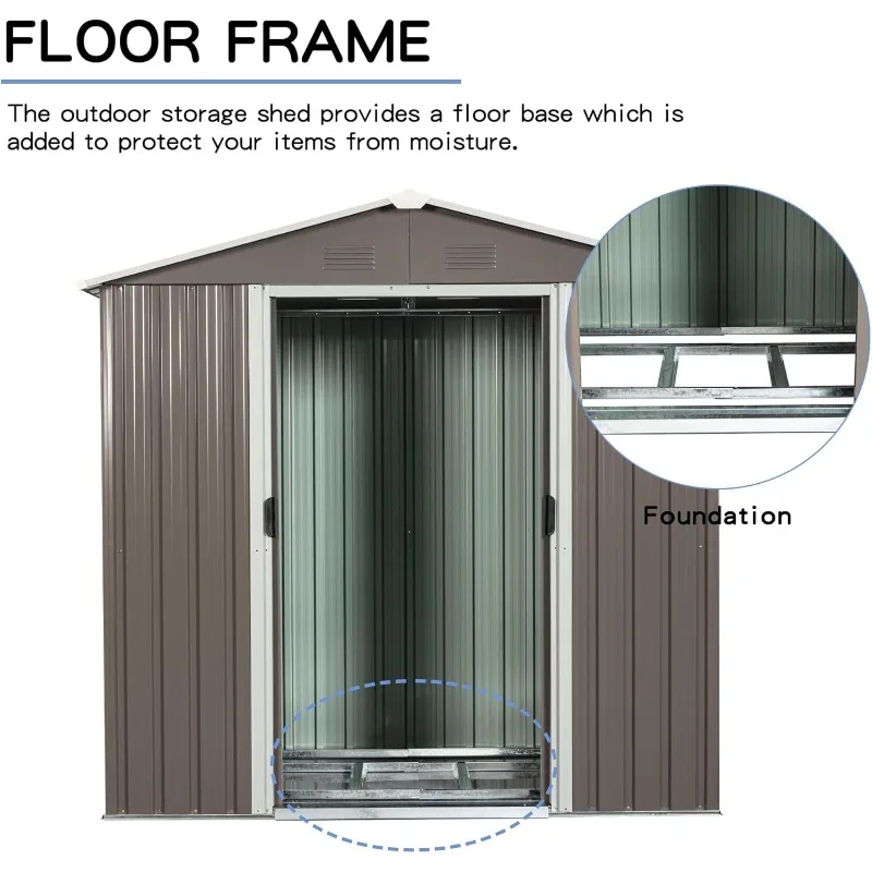 8 x 4 FT Outdoor Storage Shed,  with Lockable Sliding Doors & Air Vents, Storage House Waterproof for Backyard, Lawn, Gray