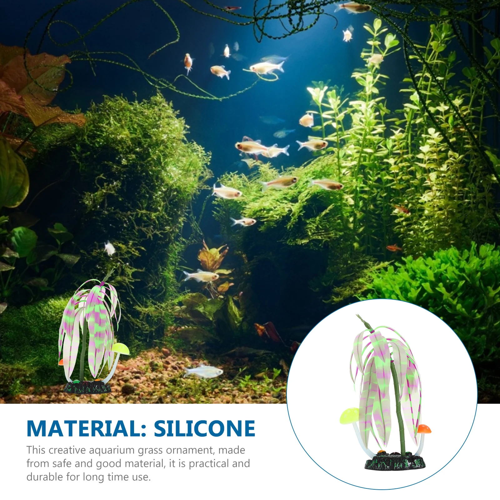 

Night Glow Grass Tree Fish Tank Decor Safe Durable Material Aquarium Plant L scape nament Delicate Grass Luminous Pet Supplies