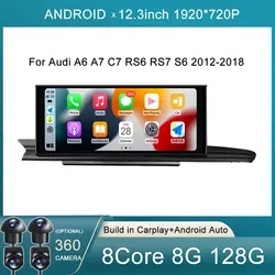 For Audi A6 A7 C7 RS6 RS7 S6 2012-2018 Player Android 14 Car Radio Multimedia Stereo Carplay Auto 12.3 Inch GPS Navigation BT