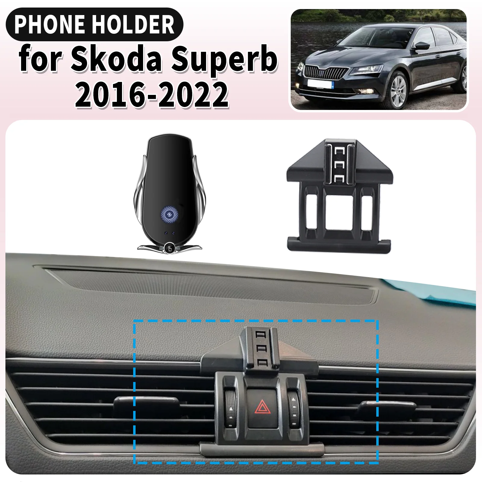 

​​fit for Skoda Superb 2016~2022 Screen Base Mount Phone Holder Dedicated Clip-On Navigation Bracket Car​​ accessoires