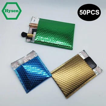 Hysen wholesale 50pcs bubble mailers padded envelopes for business mailing gift blue/gold/green shipping packaging bags