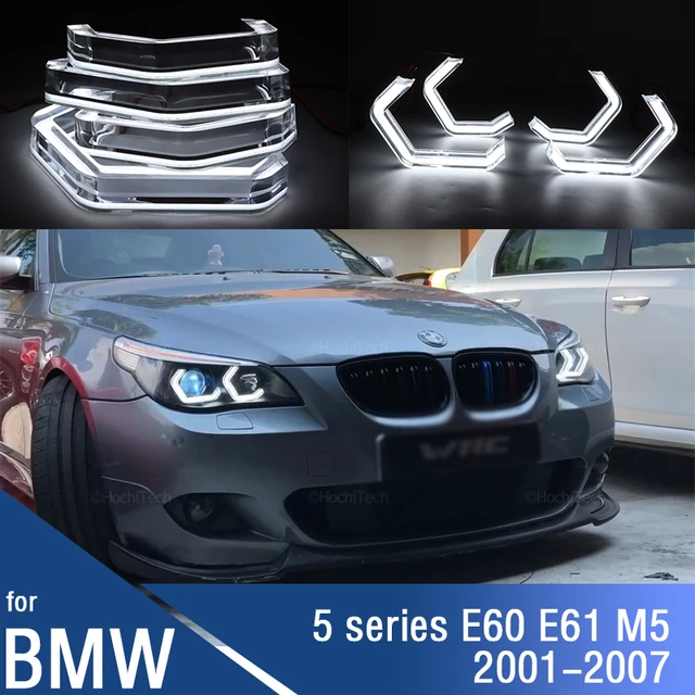 エンジェルアイライト,bmw  5シリーズ,e60,e61,520i,525i,530i,540i,545i,550i,m5,2001-2007用クリスタルledアクセサリー