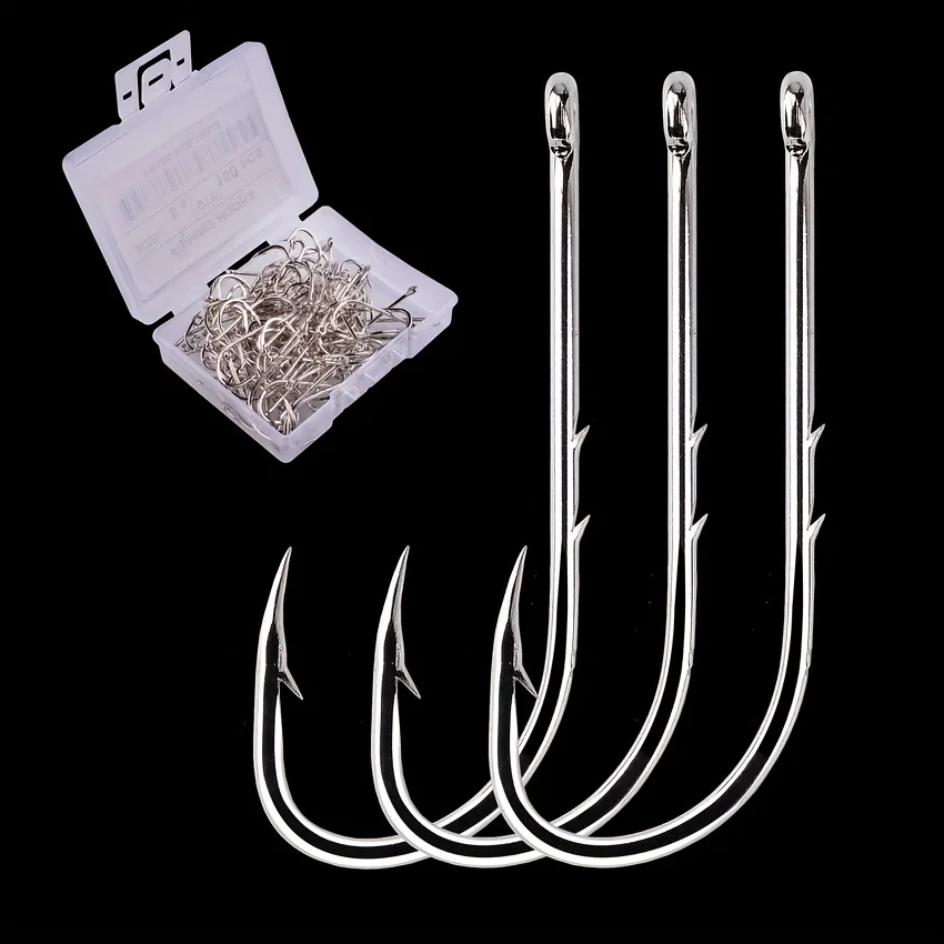 Sea.Yolo 50Pcs Baitholder Fishing Hook Barbed Fishing Lure Shank Beak Live Bait Holder Carp Fishing Worm Hook Accessories Tackle