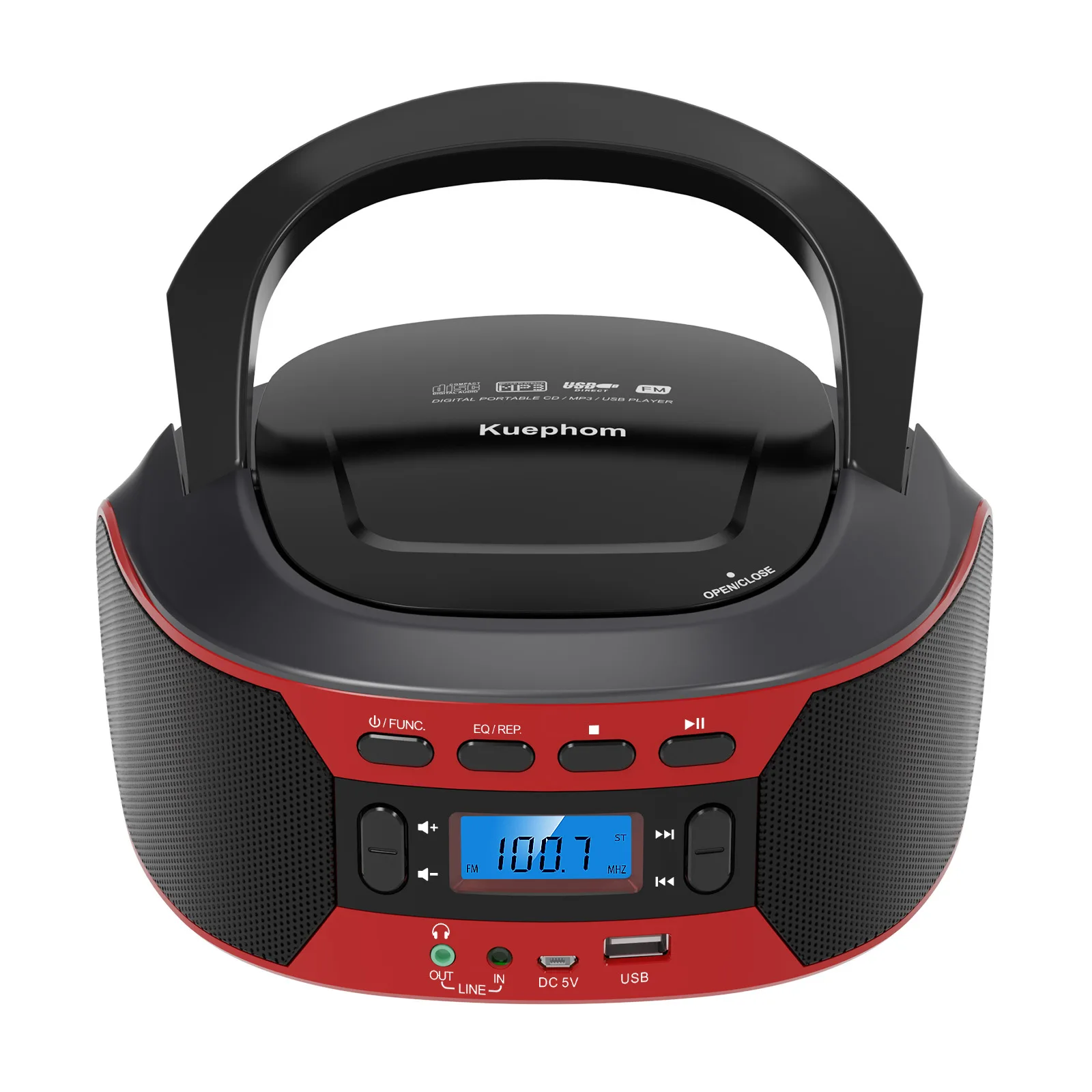 

Portable Stereo CD Player Boombox with AM/FM Radio, Bluetooth, USB, AUX-in, Headphone Jack, CD-R/RW and MP3 CDs Compatible,