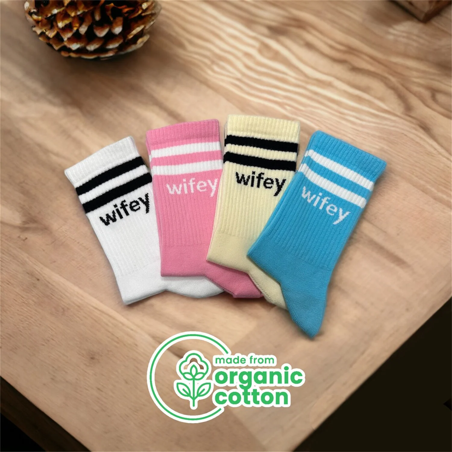 Calcetines Wifey, calcetines para novio de novia, regalo de despedida de soltera, regalo de propuesta de fiesta de boda nupcial, recuerdo de despedida de soltera, Elega de algodón orgánico
