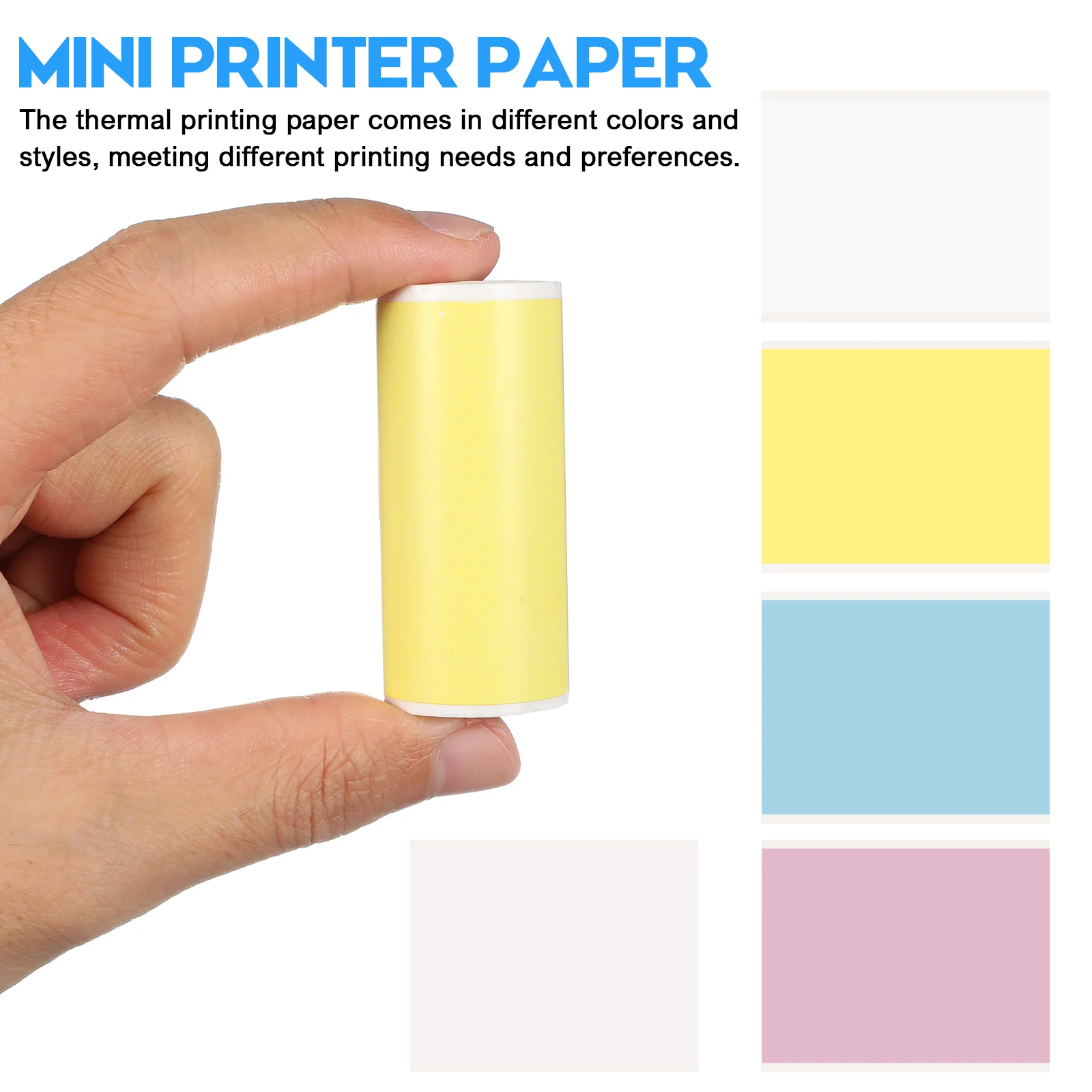 

16 Rolls Thermal Labels Self-adhesive Heat Sensitive Paper Mini Printer Sticker 5 White 3 Color Yellow 5 Regular