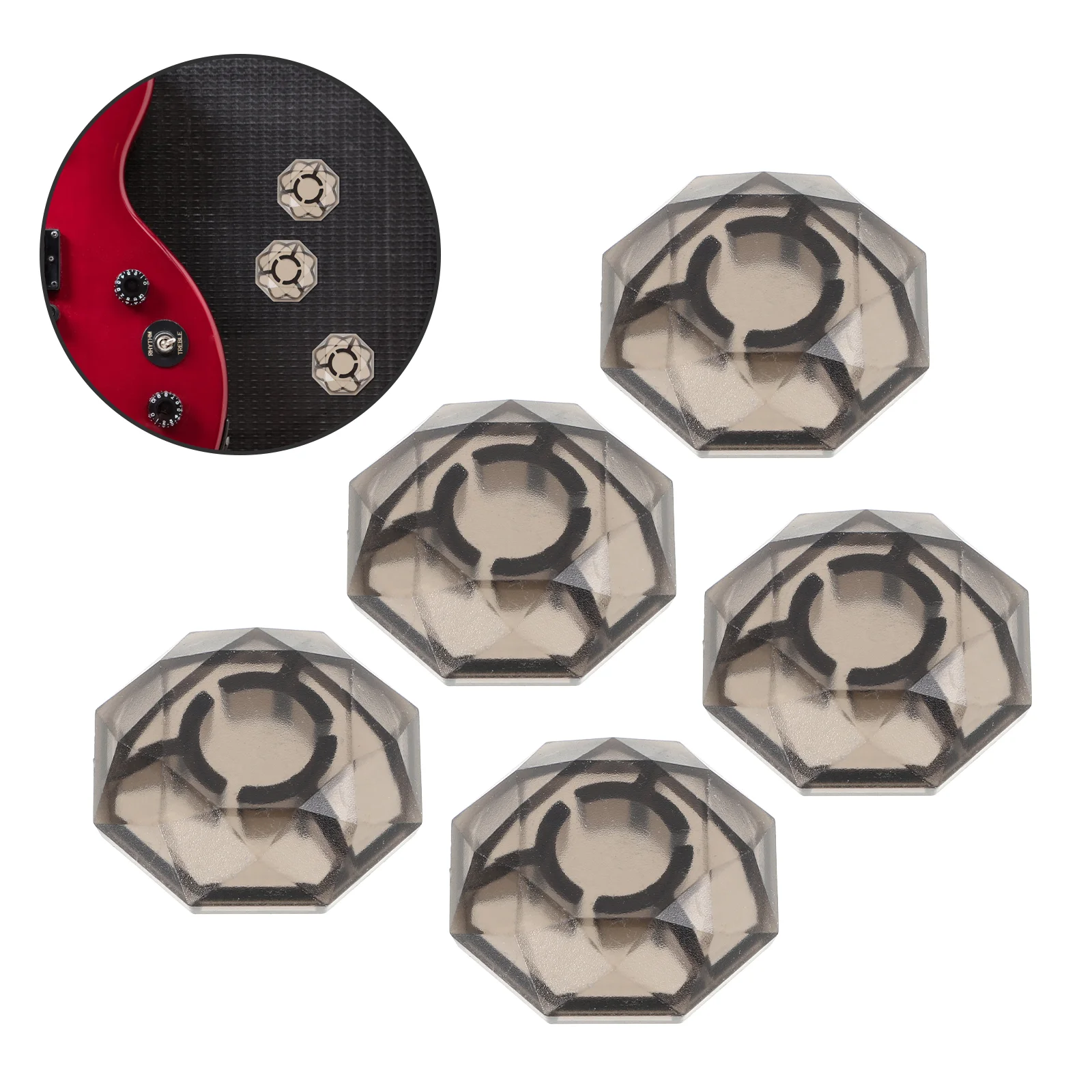 

5 Pcs Guitar Pedal Footswitch Topper Caps for Effect Pedals Plastic Covers Unique Design Stable Performance