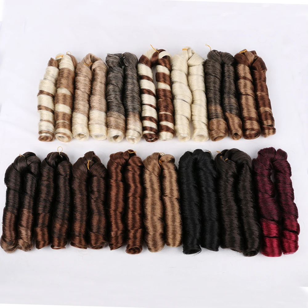 كامل ستار 24 "الفرنسية مجعد جدائل شعر صناعية ملحقات الكروشيه الضفائر أومبير براون السائبة الشعر حزم للنساء عيد الميلاد