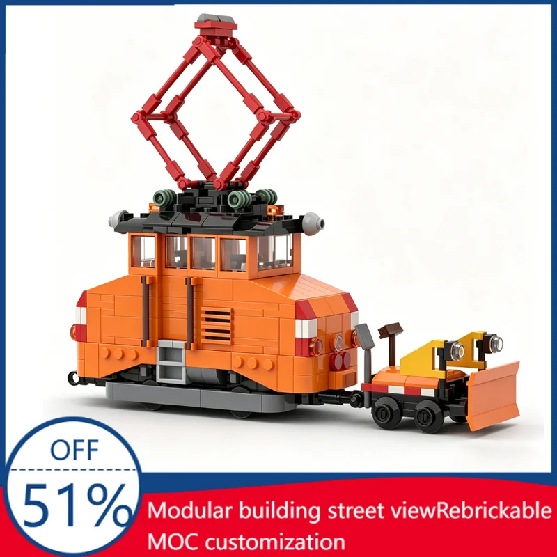 

485PCS Schorling Rail Grinding Tramway Car With Snow Plow Model Custom Building Blocks Assembly Educational Toy Christmas Gift