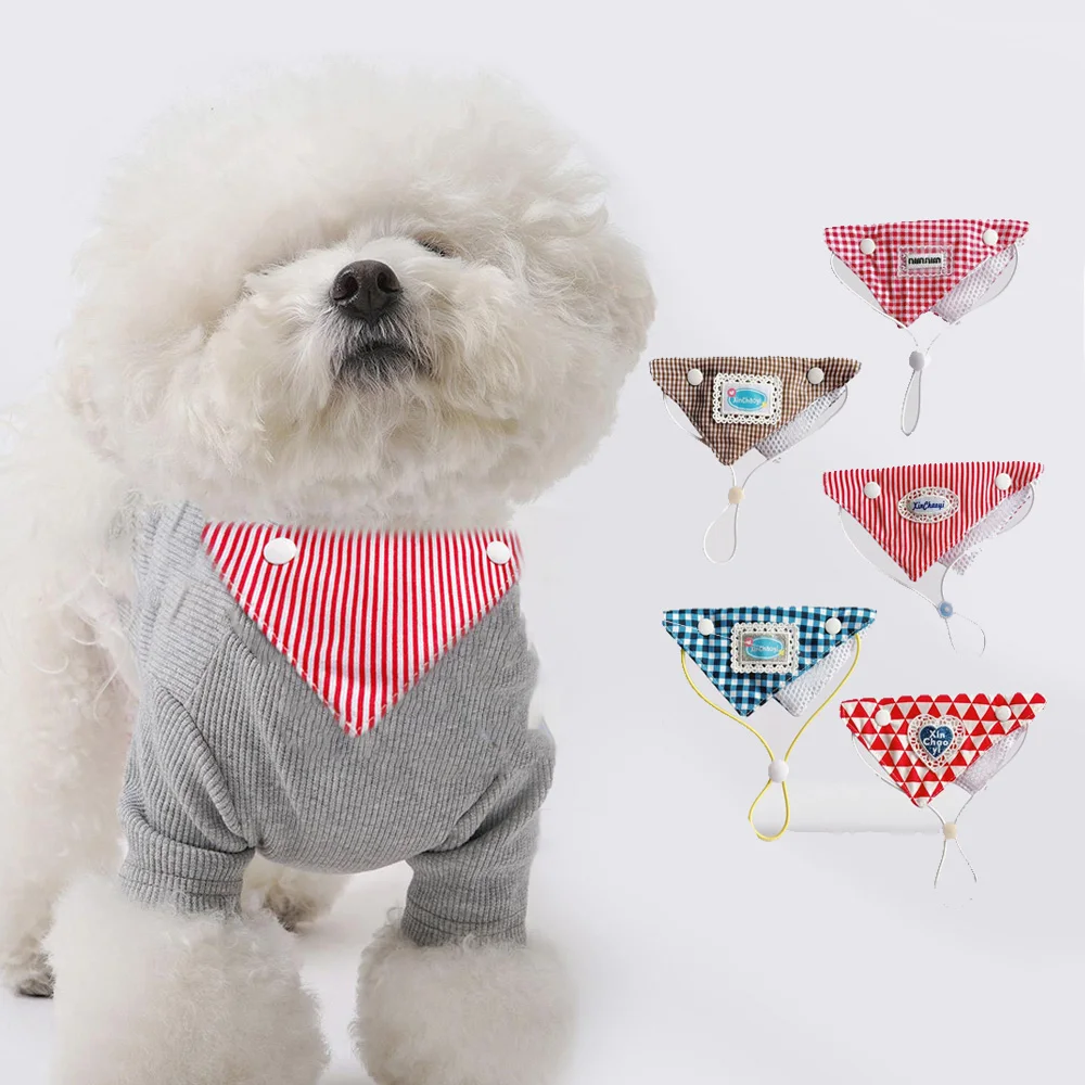 

Checkered Pet Bib, Cute Lace Pattern Triangular Saliva Towel, Daily Decoration Of Cats & Dogs, Multiple Choices