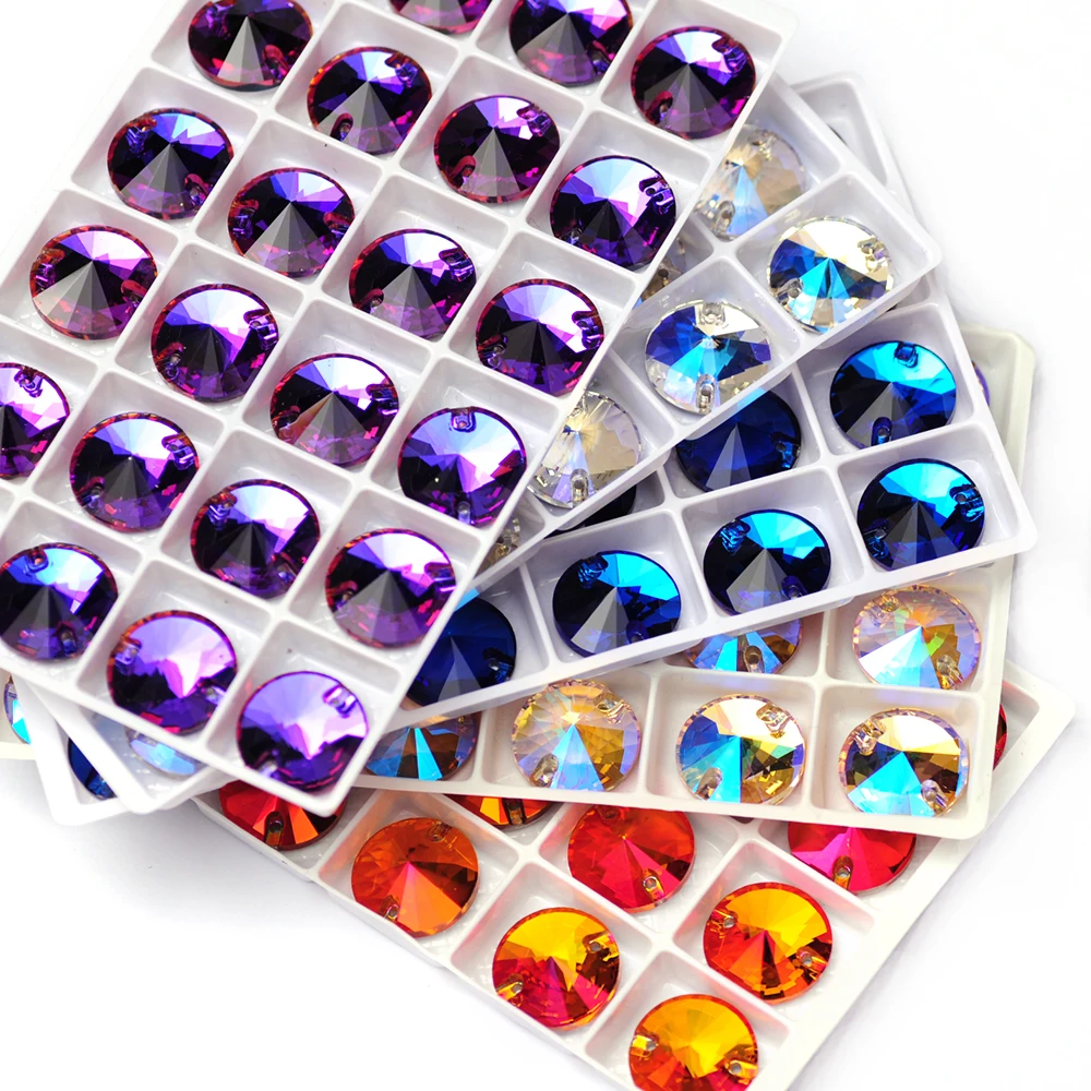 PUBRILEX Großhandel Glas K9 Rivoli Runde Kanten mit Facetten zum Aufnähen Strasssteine in Allen Farben für DIY Kleidung, Kleider und Bekleidung – Detail 3