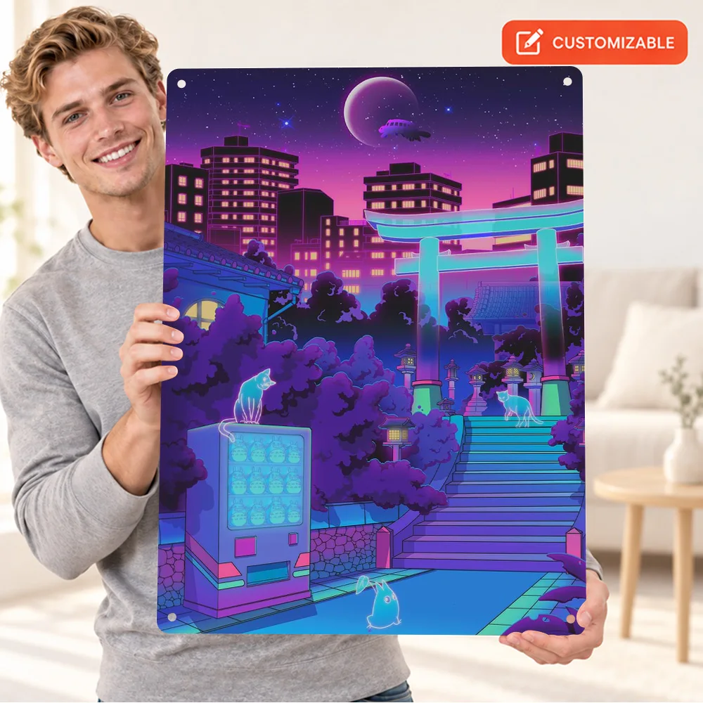 Path Of The Spirits Textured Metal Poster Personalized Aluminum Sign Vector Illustration Wall Art For Game Room Anime Fan Gift