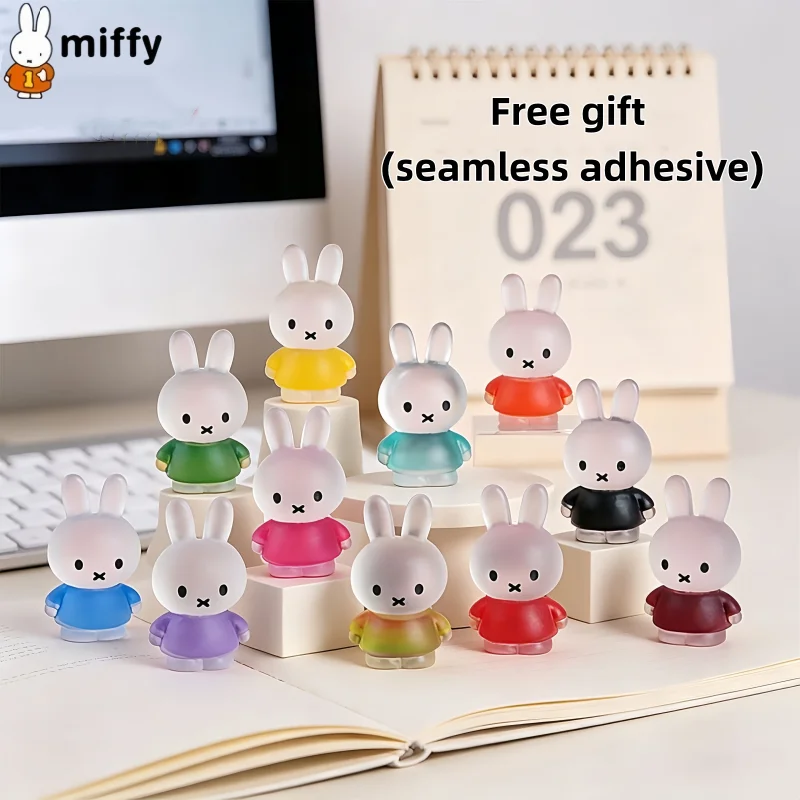 Ornement en résine Miffy givré de 4 cm, artisanat transparent effet glace, pour voiture, maison, bureau, jouets de décoration de bureau DIY