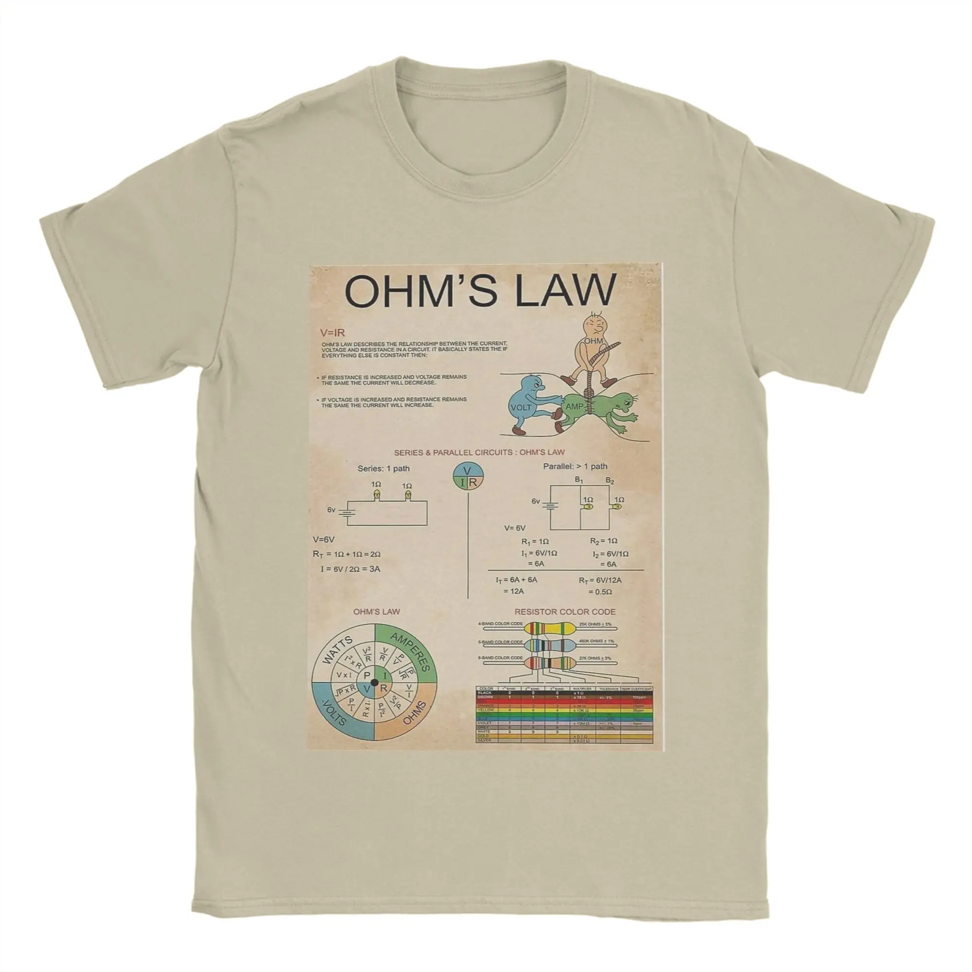 Vintage Ohm's Law Knowledge T Shirt Men's Cotton Short Sleeve  O-neck Summer Top Tee