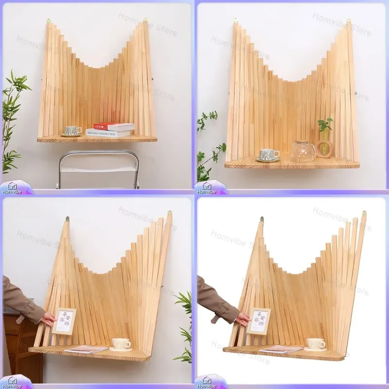 Wall Mounted Folding Table Space Saving Drop Leaf Desk Small Apartment Wall Hanging Shelf Computer Workstation Bookshelf
