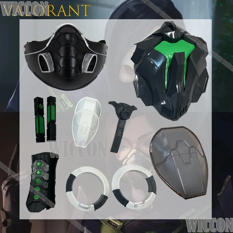 VALORANT Viper espalda armadura guanteletes Venom Vial rodilla Cosplay máscara Cosplay Anime alta calidad verde Halloween Navidad Comic Con
