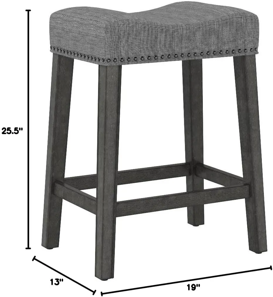 Табуреты-седла с мягкой спинкой Coco, высота 25,5 дюйма, набор из 2 шт., серый