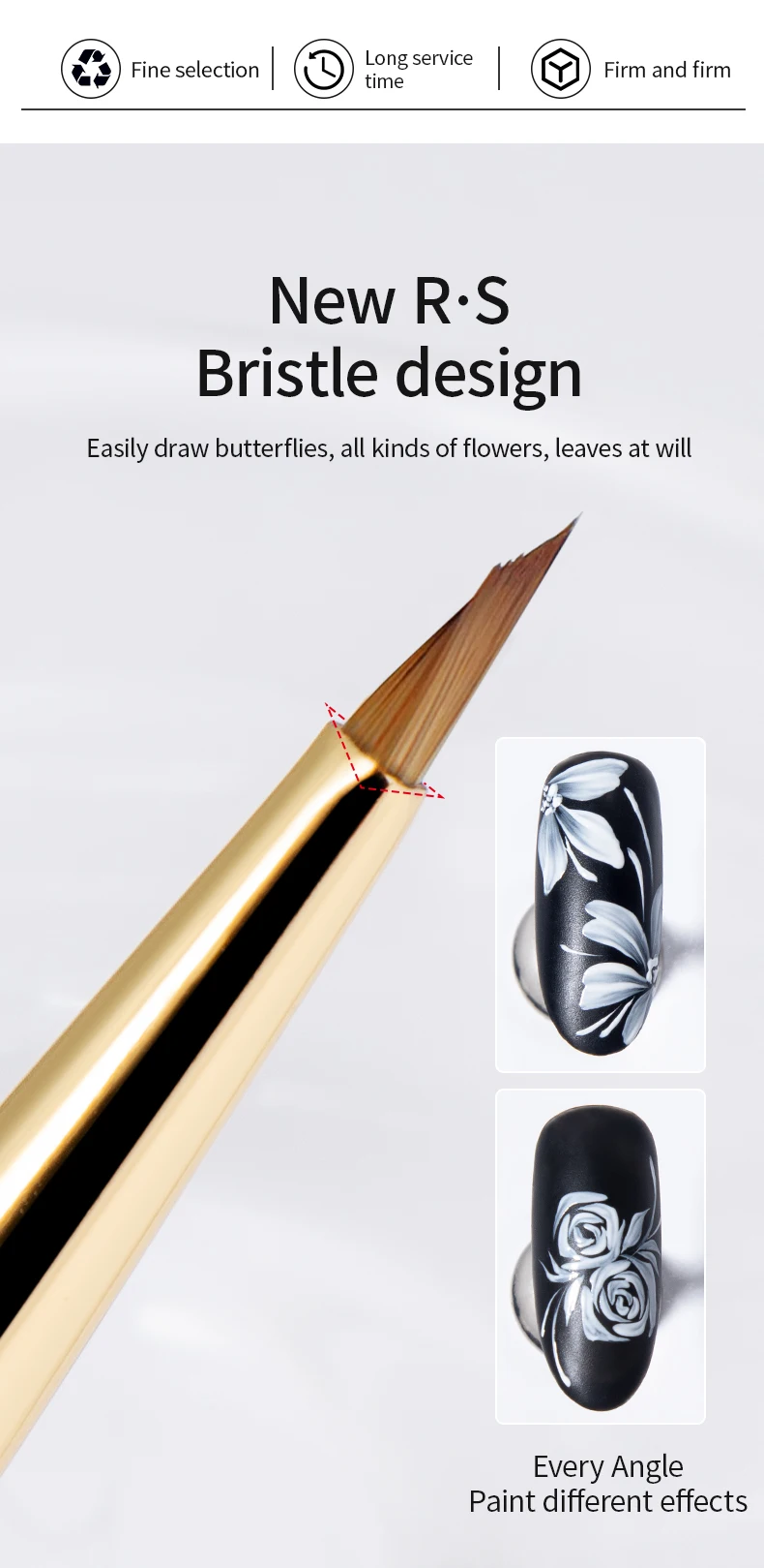 1Pcs Dreieckige Malerei Pinsel Nägel Kunst Pinsel Französisch Linien Streifen Grid Blume Schmetterling Dreieck Malerei Stift Maniküre Werkzeuge – Detail 2