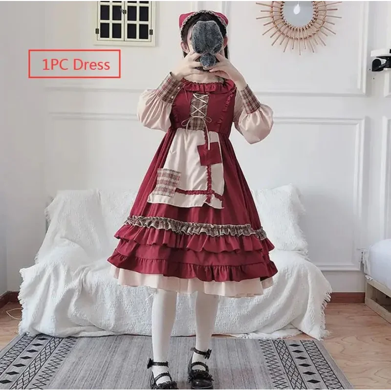 Robe Lolita Gothique Rouge pour Bol, Costume Lolita Kawaii Doux et Japonais, Everak Rouge, 16% Op, Robe de Festival à Manches sulf