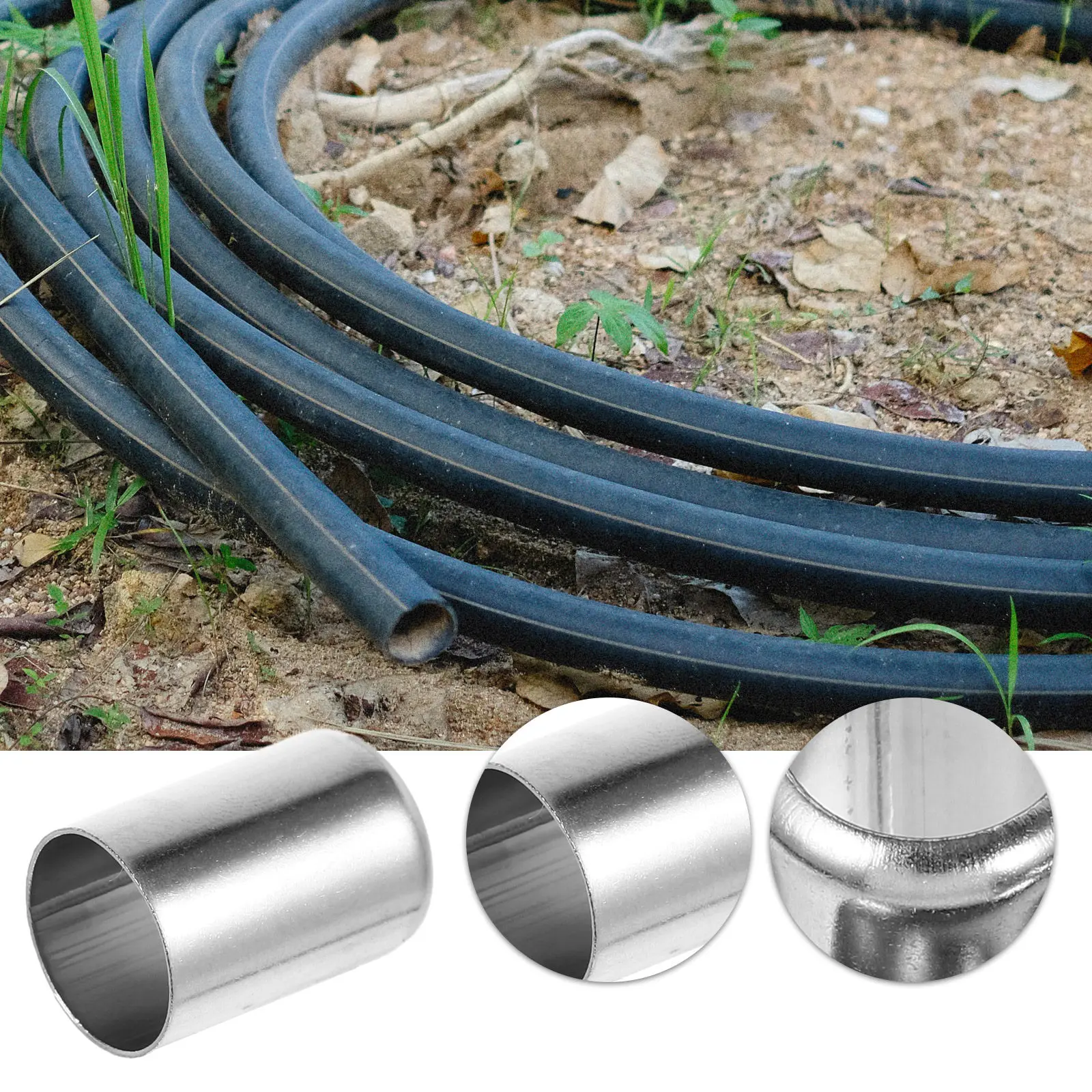 100Pcs Stainless Steel Hose Ferrules Sleeve High Pressure Hydraulic Hose Fittings Compression Crimping Tool for Pipes
