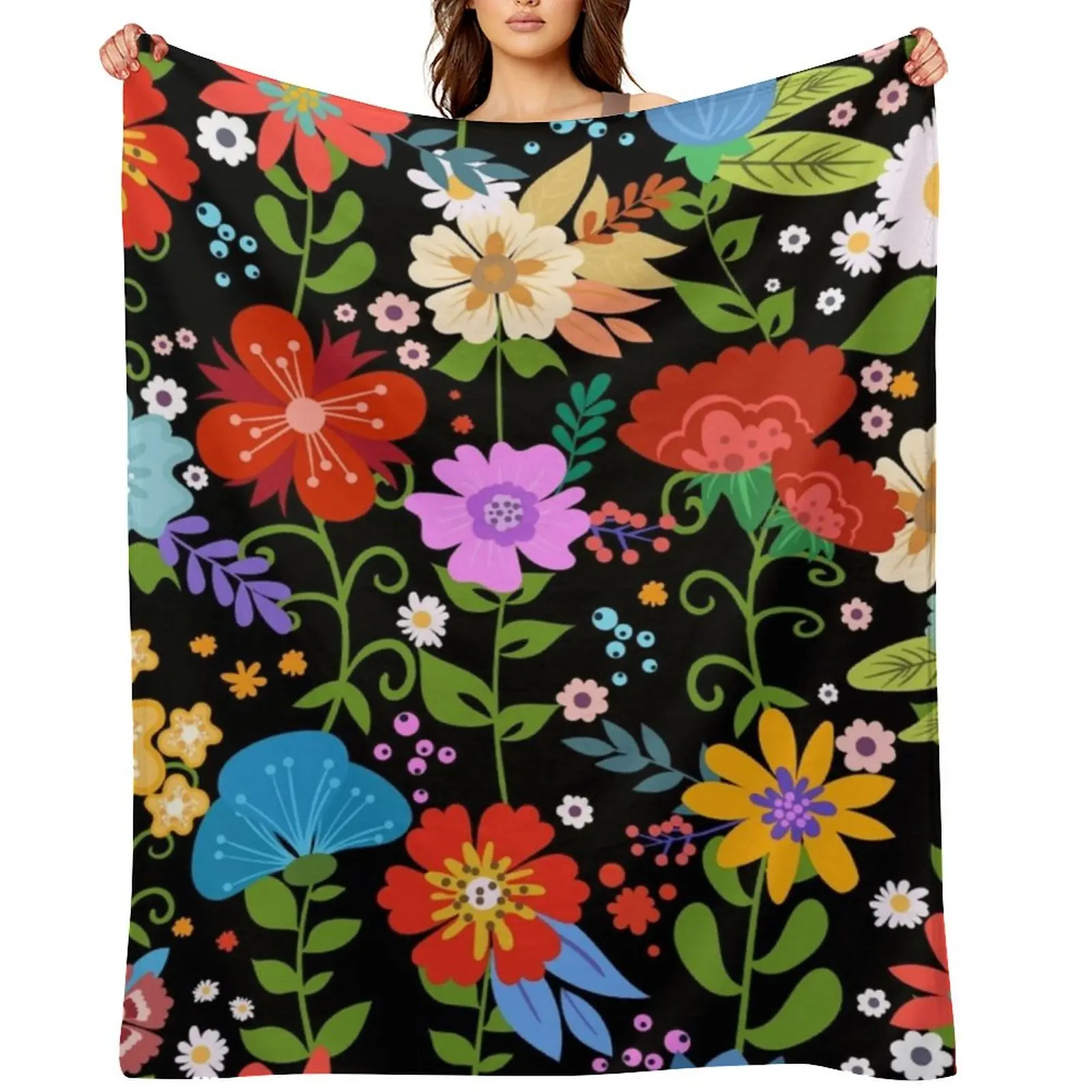 

Mexican Floral Folk Art Throw Blanket Quilt christmas gifts Bed covers Baby Blankets
