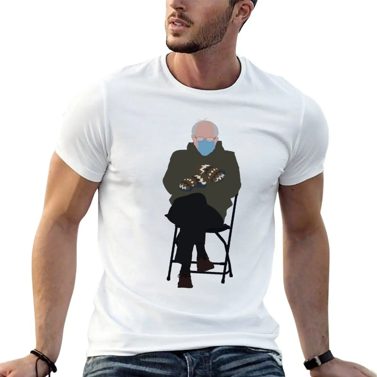 Bernie Sanders mittens T-Shirt shirts graphic tee Aesthetic clothing big and tall t shirts for men