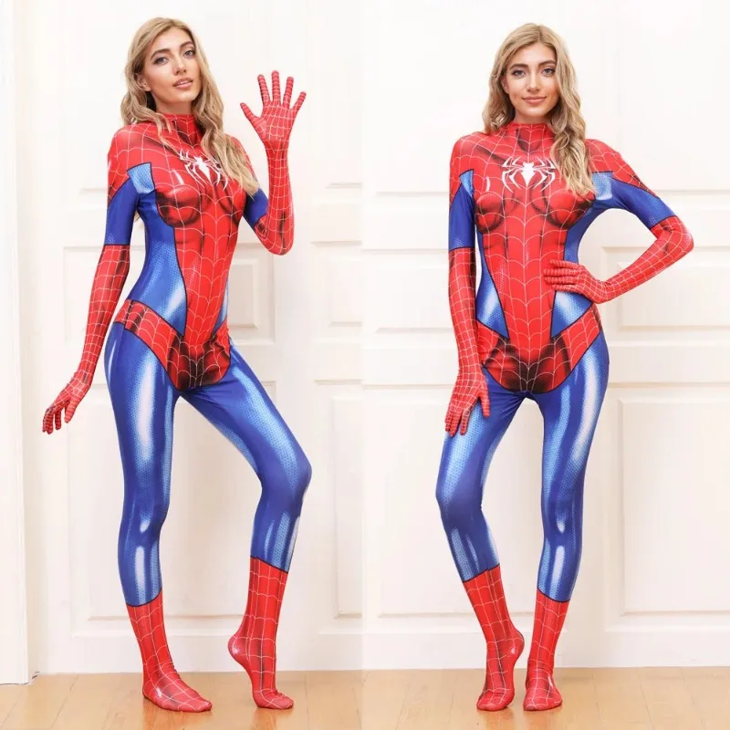 Spiderman Cosplay Costume Spider Man Sexy Zentai Suit Bodysuit Outfits Superhero Halloween Party Jumpsuit for Women Carnival