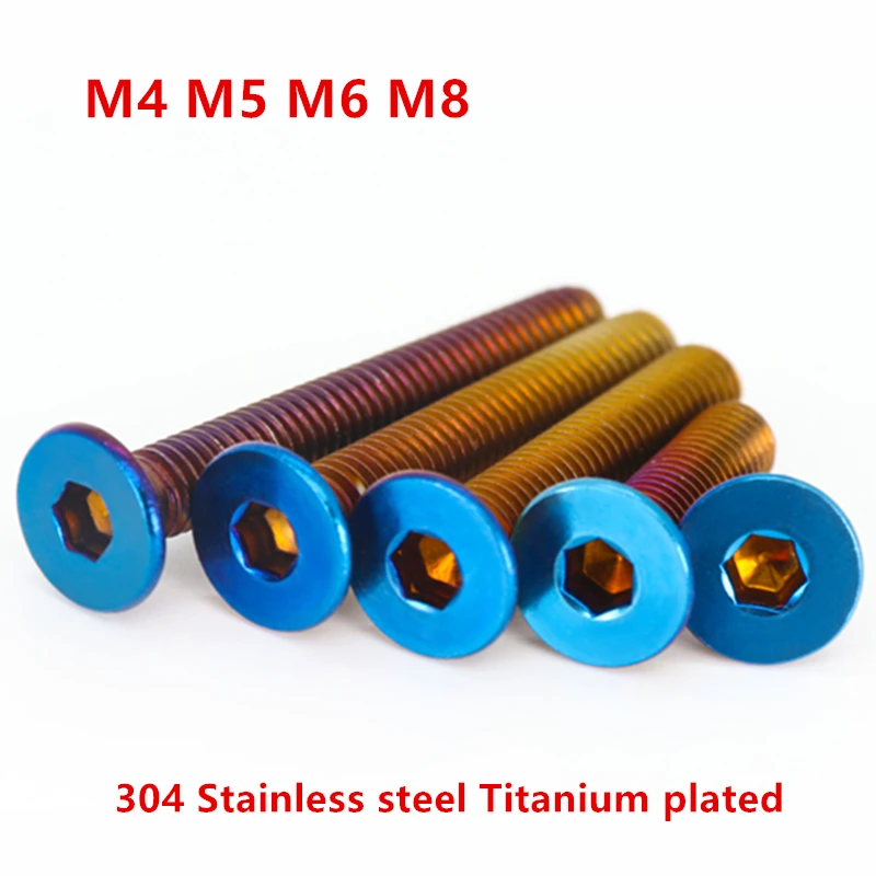 Din7991 M4 M5 M6 M8 304 Stainless Steel With Plated Blue Flat Hex Socket Countersunk Screw