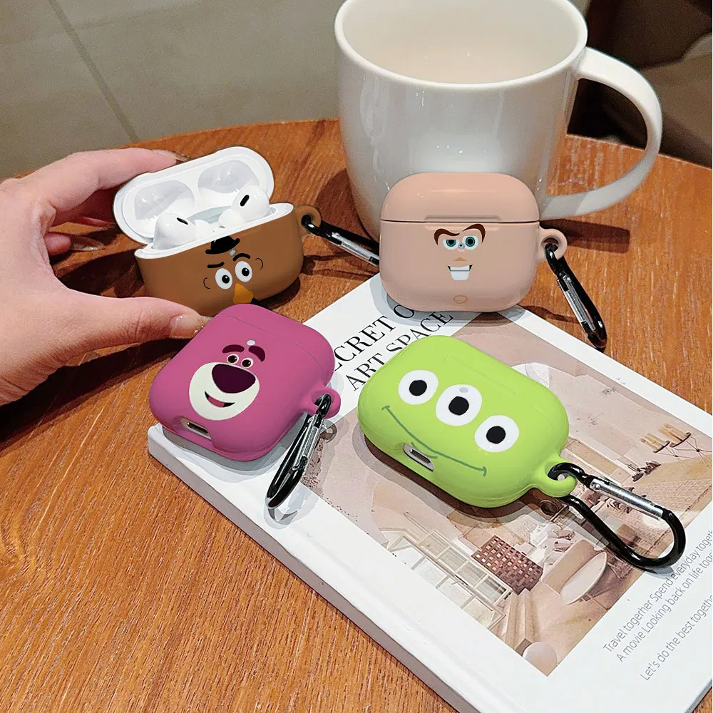 Toy Story Shockproof Protective Glossy HD Hard PC Earphone Cover Case for AirPods 1 2 3 Pro Pro2 with Metal Hook