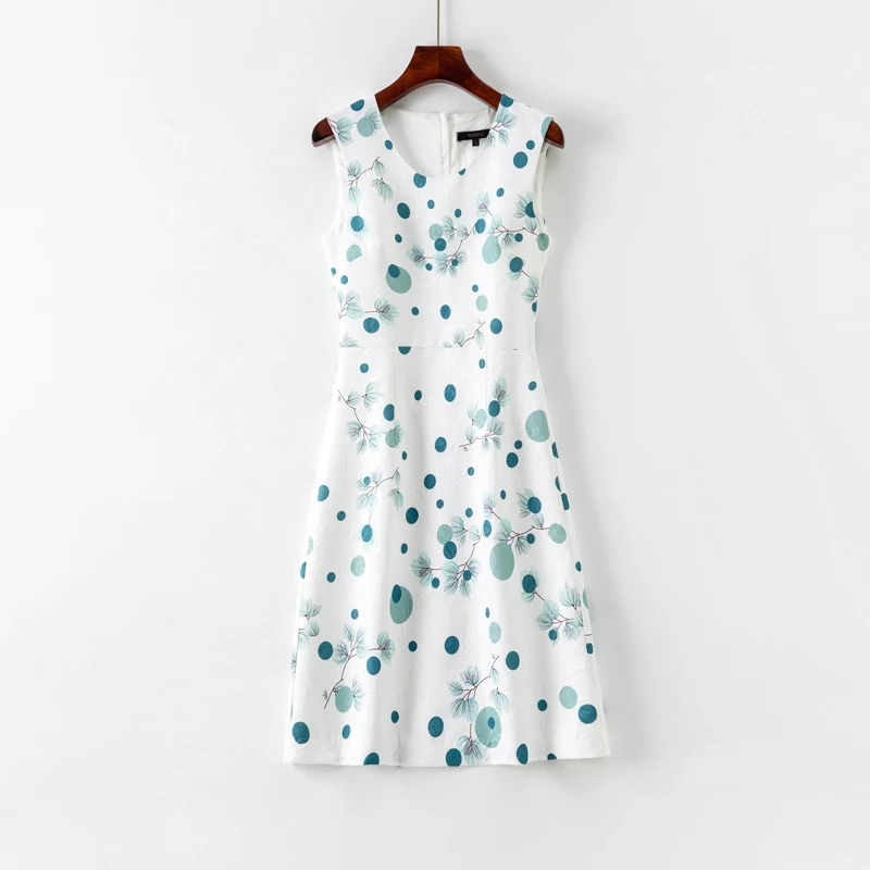 

Polka dots print dress for women, elegant, round-necklace, sleeveless, casual, new, g7504