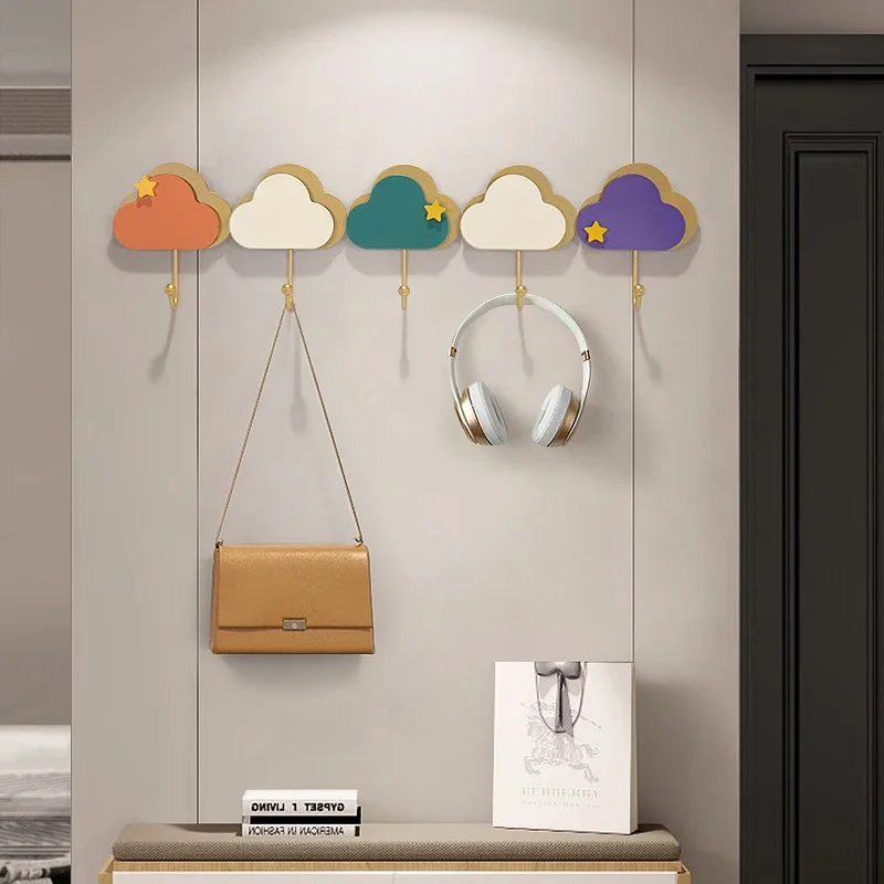 Colorful Cloud Decoration Hook  Creative Wall Hanging for Clothes, Light Luxury Children's Room Hooks, Home Wall Decor