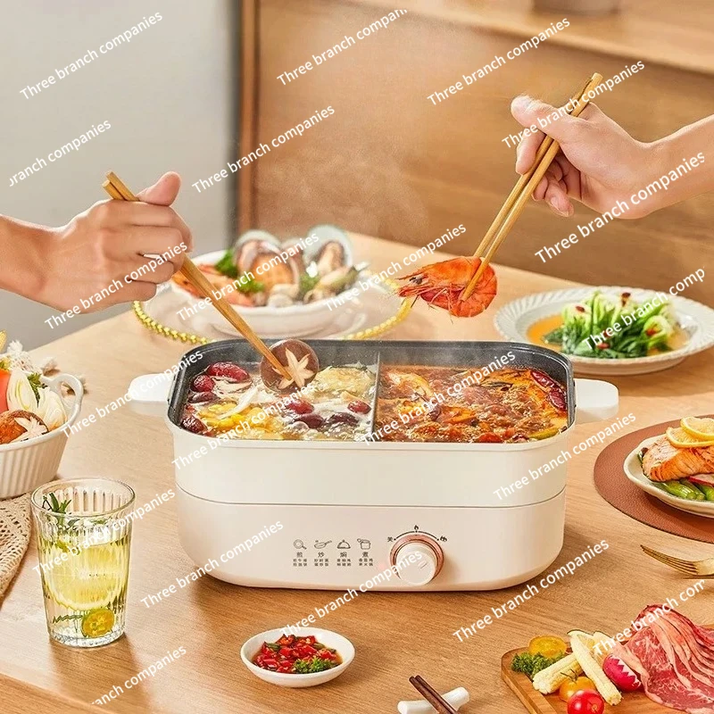 Double Duck Multifunctional Split Electric Hot Pot Yuanyang Pot  Chafing Dish Electric Cooking Pot