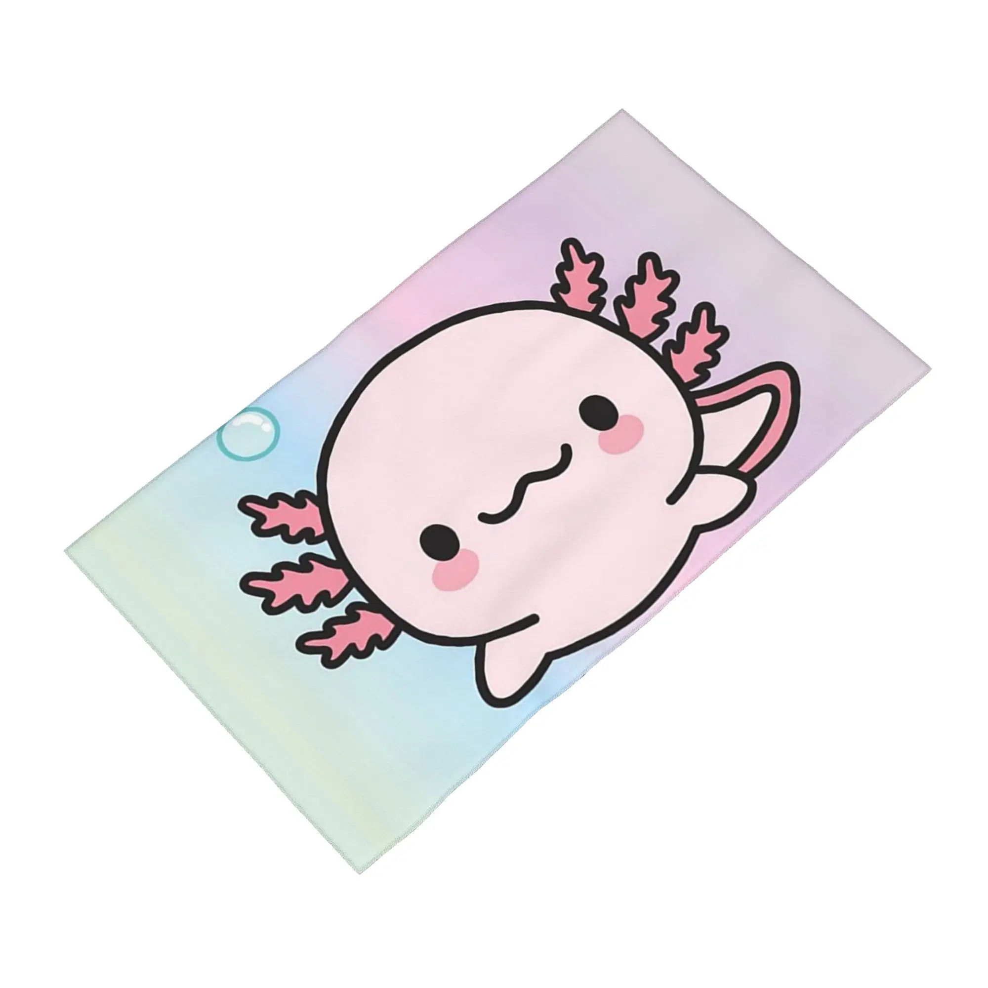 Custom Cute Axolotl Soft Face Towel Quick Dry Pool Bath Cotton Towels Breathable